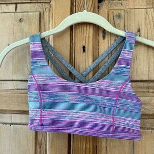 Girl's Ivivva Reversible Sports Bra Gra Multicolored‎ Pink Blue Strappy Size 10?